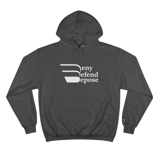 Deny Defend Depose White on Hoodie