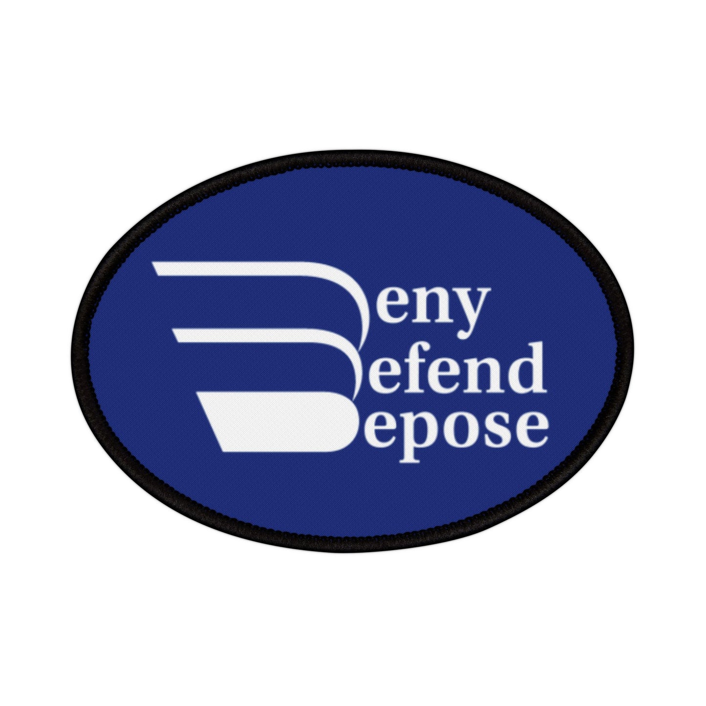 Deny Defend Depose Blue Iron-On Patches